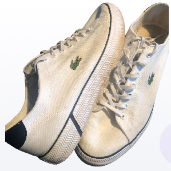 Lacoste Shoes - Lacoste White Canvas Sneakers size 10.5